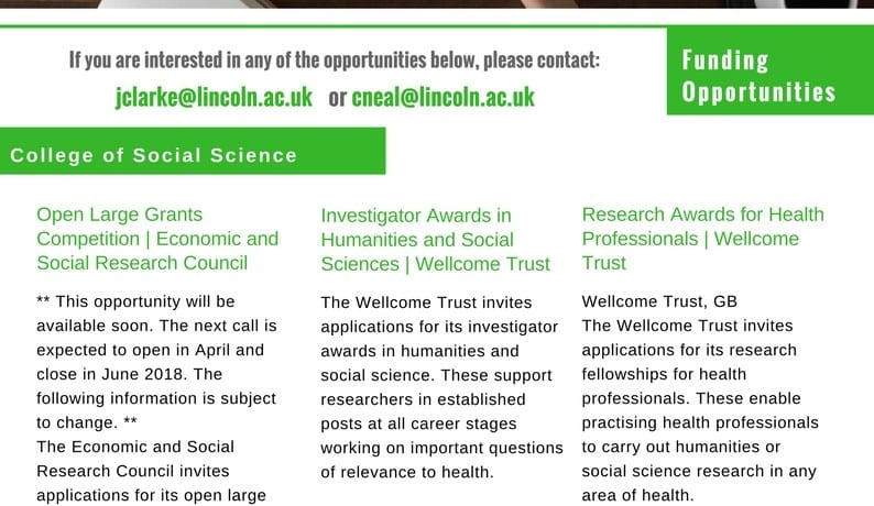 Funding Call Newsletter | College of Social Science