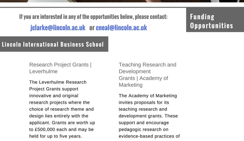Funding Call Newsletter | Lincoln International Business School